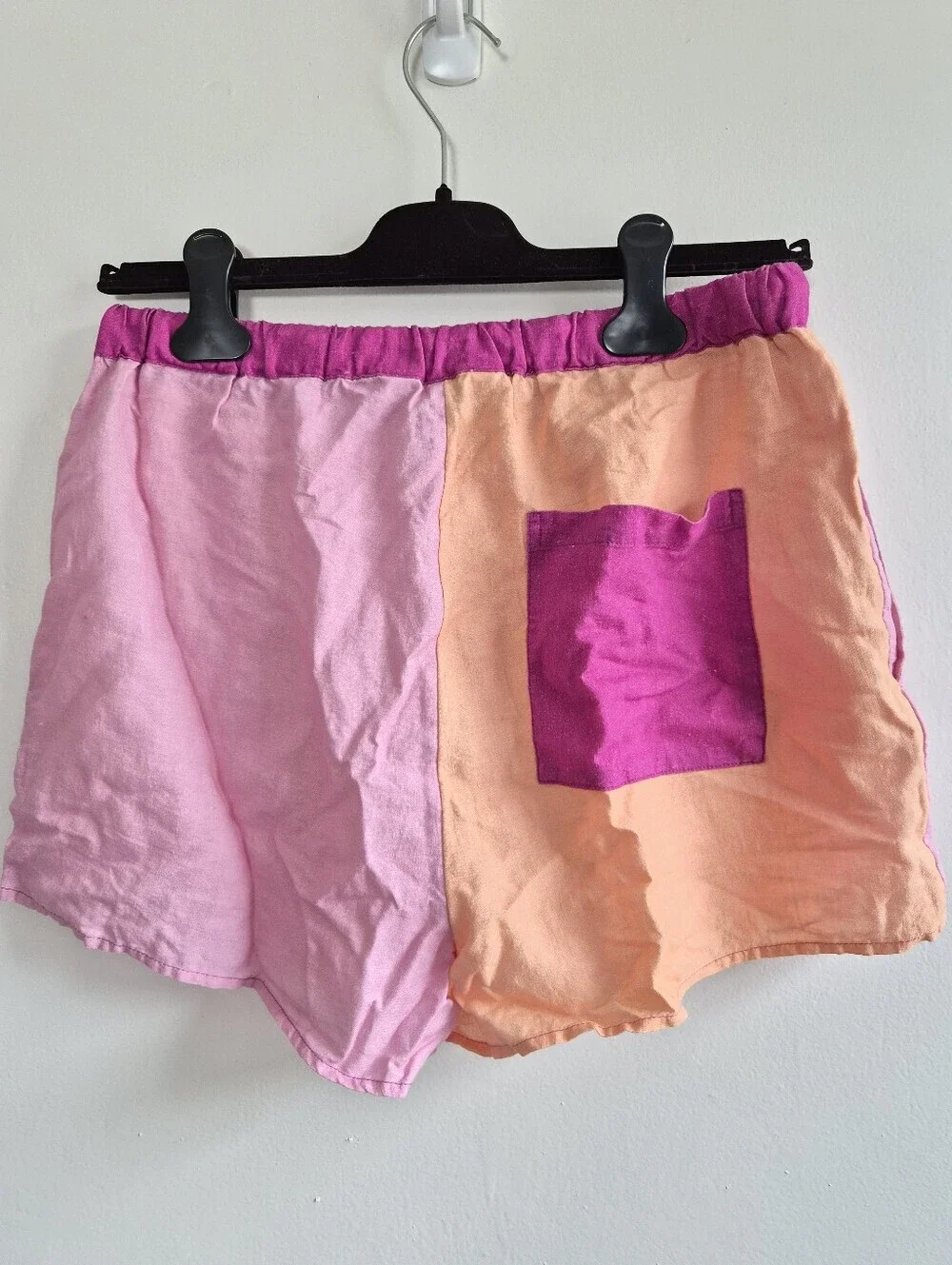 New Celandine Linen Blend Drawstring Waist Colorblock Surf Shorts Small NWOT